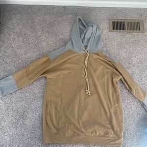 Barely worn tan and grey hoodie/sweater